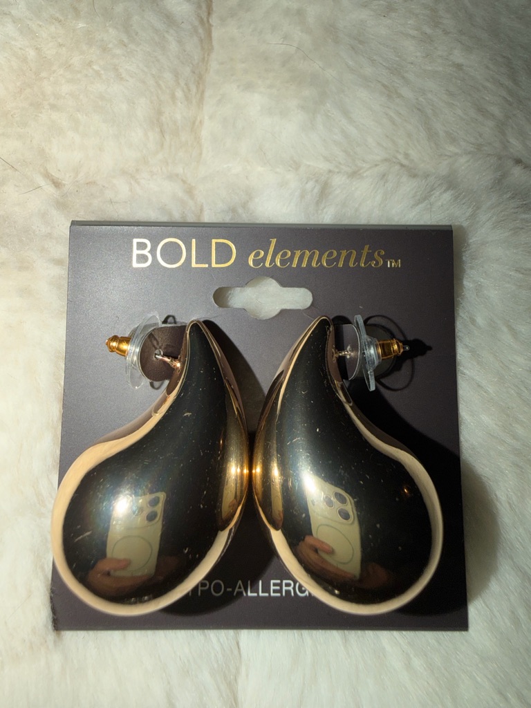 Bold Elements Shiny Gold Teardrop Earrings